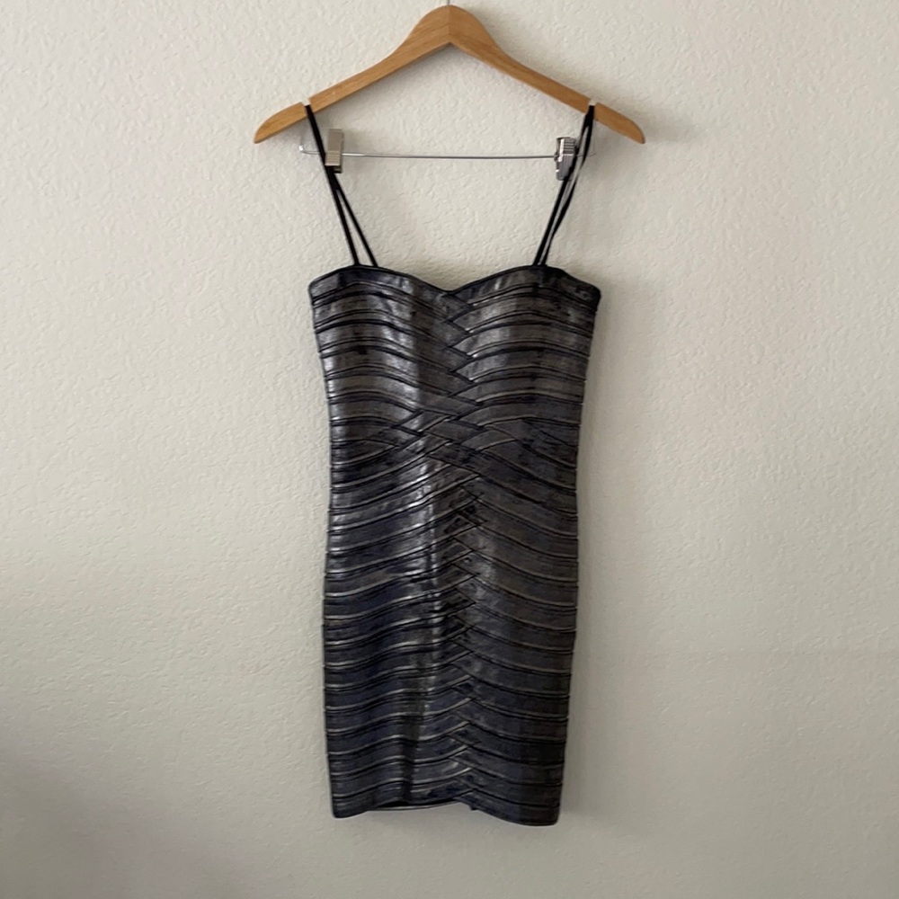 BCBG Metallic Strapless Bodycon dress